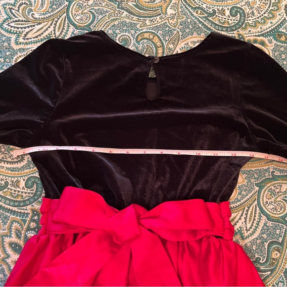 Rare Editions Girls Party Dress Black Stretch Velvet Red Satin Size 12 NWT - Picture 4 of 7